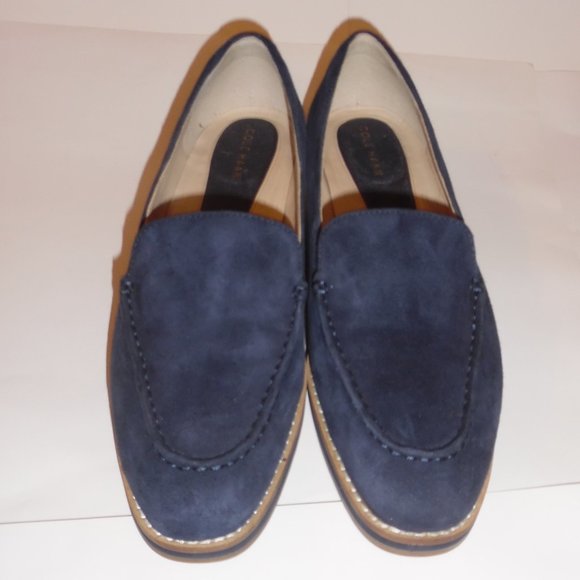 Cole Haan The Go-to Loafer Marine Blue Suede Navy Shoes Flats Slip